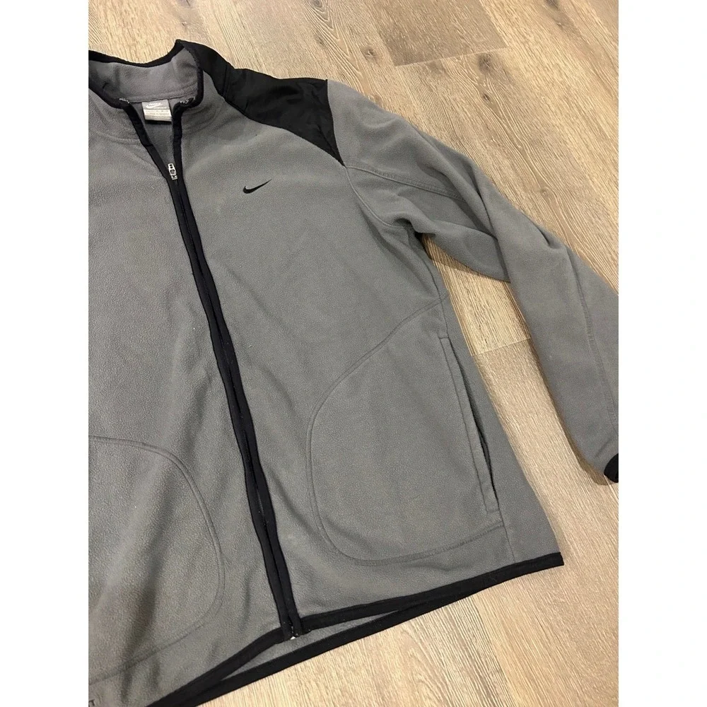 Nike Mens NikeFIT‎ Therma Full Zip Fleece Jacket Grey Black Sportswear Size M